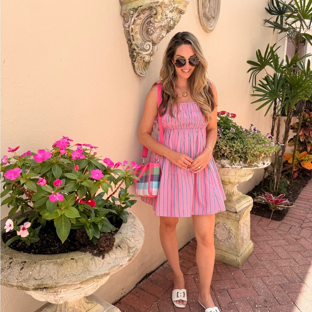 Abercrombie & Fitch Pink and Blue Striped Top